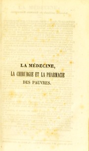 Cover of: La M©♭decine, la chirurgie et la pharmacie des pauvres