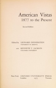 Cover of: American vistas by Leonard Dinnerstein, Kenneth T. Jackson