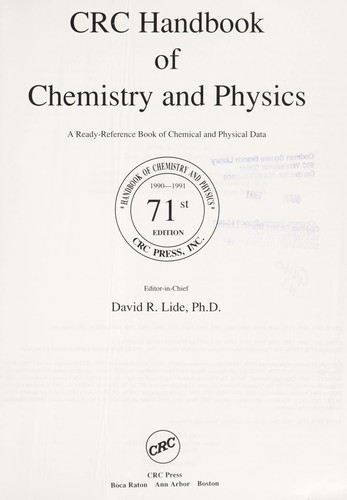 Crc Handbook Of Chemistry And Physics 2004 Edition