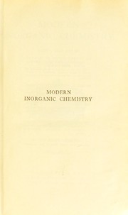 Cover of: Modern inorganic chemistry by Mellor, Joseph William