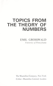Cover of: Topics from the theory of numbers.