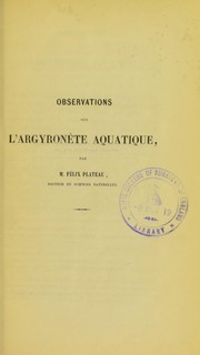Cover of: Observations sur l'argyron©·te aquatique