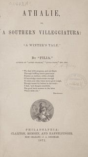 Cover of: Athalie, or, A southern villeggiatura: "A winter's tale."