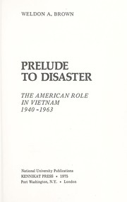 Cover of: Prelude to Disaster