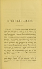 Cover of: On the study of medicine : the introductory address at Surgeons' Hall, session 1855-6