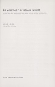 Cover of: The achievement of Richard Eberhart by Richard Eberhart