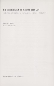 Cover of The achievement of Richard Eberhart