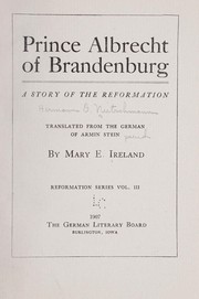 Cover of: Prince Albrecht of Brandenburg: a story of the reformation