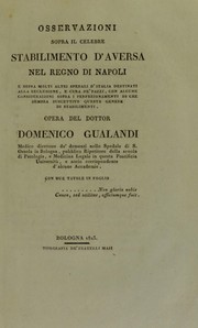 Cover of: Osservazioni sopra il celebre stabilimento d'Aversa nel regno di Napoli by Domenico Gualandi