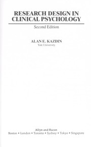 Cover of: Research design in clinical psychology by Alan E. Kazdin