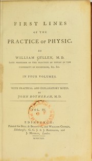 Cover of: First lines on the practice of physic