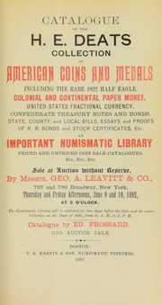 Cover of: Catalogue of the H.E. Deats collection of American coins and medals ... an important numismatic library ...