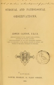 Cover of: Surgical and pathological observations