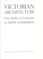 Cover of: Victorian architecture; four studies in evaluation by 