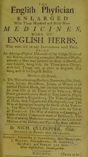 Cover of: The English physician enlarged ...