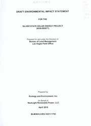 Cover of: Silver state solar energy project (NVN-085077): draft environmental impact statement