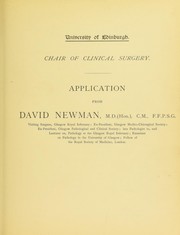 Application from David Newman, M.D.(Hon.), C.M., F.F.P.S.G. .. by David Newman