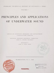 Cover of: Principles and applications of underwater sound