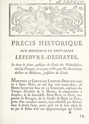 Cover of: Pr©♭cis historique sur Monsieur le Chevalier Lefebvre-Deshayes, lu dans la s©♭ance publique du Cercle des Philadelphes, du Cap-Fran©ʹois, le 20 juin 1786