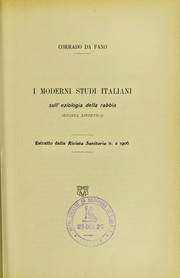 Cover of: I moderni studi italiani: sull'eziologia della rabbia (rivista sintetica)