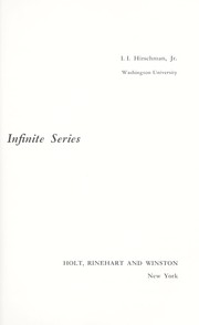 Cover of: Infinite series.