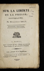 Cover of: Sur la liberte  de la presse: imite  de l'anglois de Milton