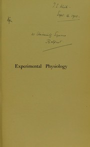 Cover of: Experimental physiology | Sharpey-SchВ©Гћfer, E. A. Sir
