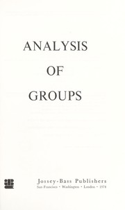 Cover of: Analysis of groups