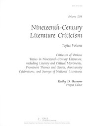 Cover of: Nineteenth-century literature criticism by Kathy D. Darrow