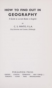Cover of: How to find out in geography; a guide to current books in English by 
