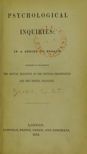Cover of: Psychological inquiries by Brodie, Benjamin Sir