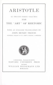 Cover of: The " art" of rhetoric by Aristotle ; with an English translation by John Henry Freese