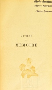 Cover of: Mati©·re et m©♭moire: essai sur la relation du corps a l©♭sprit