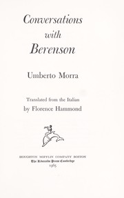 Conversations with Berenson by Bernard Berenson