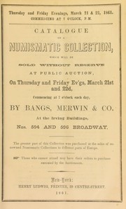 Cover of: Catalogue of a numismatic collection ...