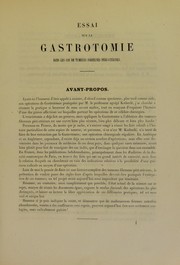 Essai sur la gastrotomie dans les cas de tumeurs fibreuses p©♭ri-ut©♭rines by Stanislas Caternault