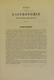 Cover of: Essai sur la gastrotomie dans les cas de tumeurs fibreuses p©♭ri-ut©♭rines