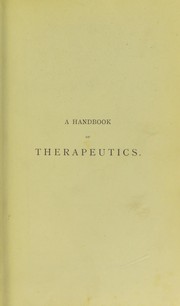 Cover of: A handbook of therapeutics