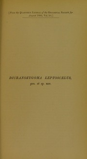 Cover of: Dicranozygoma leptoscelus, gen. et sp. nov by H. G. Seeley