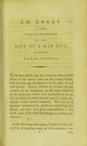 Cover of: An essay on the disease produced by the bite of a mad dog, or other rabid animal