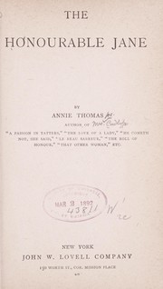 Cover of: The Honourable Jane