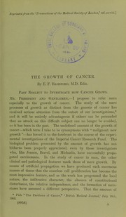 Cover of: The growth of cancer