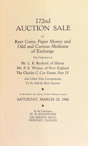 Cover of: 172nd auction sale of rare coins, paper money, and odd and curious mediums of exchange