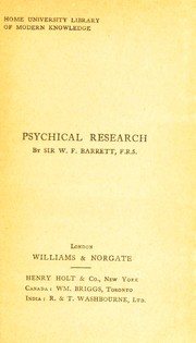 Cover of: Psychical research | Barrett, William Sir