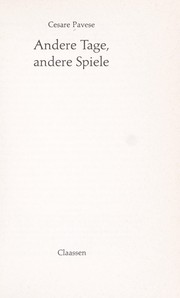 Cover of: Andere Tage, andere Spiele