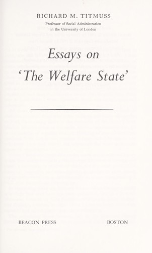 titmuss essays on the welfare state