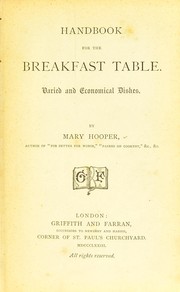 Cover of: Handbook for the breakfast table: varied and economical dishes