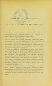 Plan de campagne de la lutte contre la tuberculose en France by Central International Bureau for the Prevention of Tuberculosis