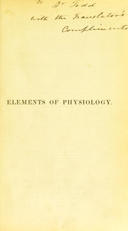 Cover of: Elements of physiology