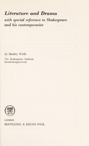 Cover of: Literature and drama with special references to Shakespeare and his contemporaries